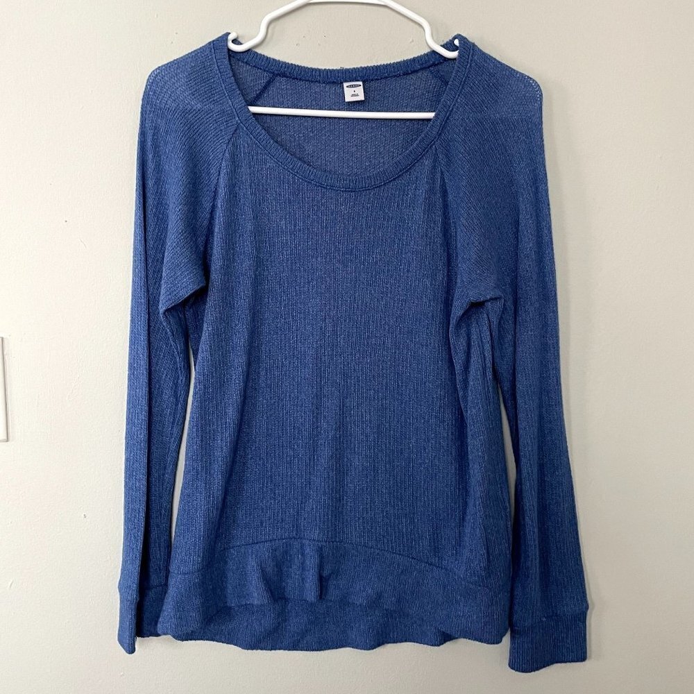 Old Navy blue‎ crew neck knit sweater top comfortable shirt casual classic